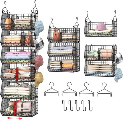 6 Tier Extra Large Hanging Storage Organizer, Hanging Closet Shelves