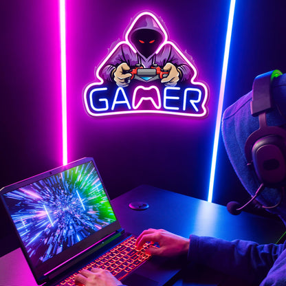 Kavaas Gamer Neon Sign, Game Controller LED Sign for Gaming Room Decor - Game Neon Sign for Teen Boy Room Decor - Best Gamer Gifts for Boys, Kids