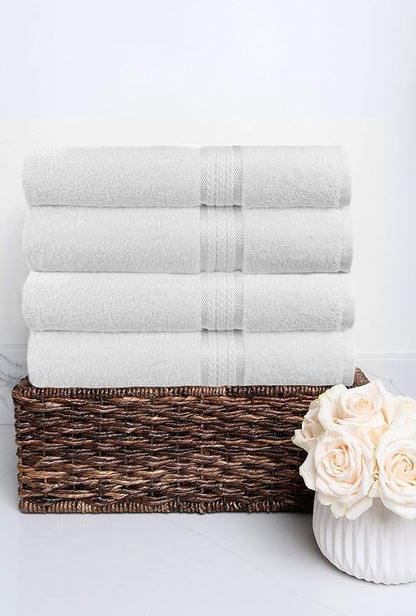 Cotton Craft Ultra Soft 4 Pack Oversized Extra Large Bath Towels 30x54 White