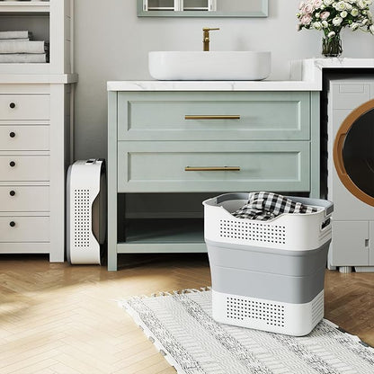 TECHMILLY Collapsible Plastic Laundry Basket Hamper