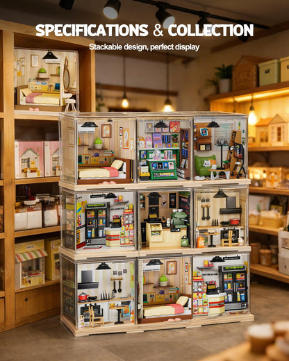 Vodolo DIY Miniature House Kit with Led,Book Nook Kits for Adults Beginners,Book Shelf Decor,3D Puzzle Booknook Craft Kits,Books Lovers Gifts for Women Men Bookshelf Decor,55PCS Living Room