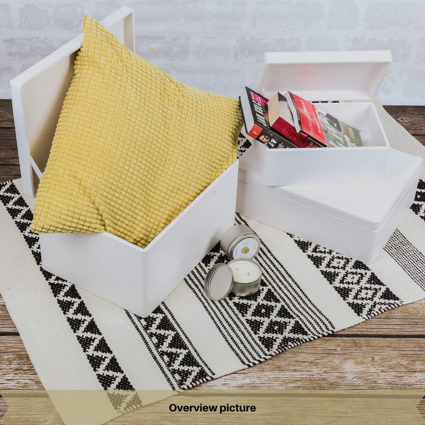 Creative Deco Large White Wooden Box Storage with Hinged Lid | 15.8x11.8x9.44in (+-0.5) | Keepsake Gift Box Storage Document | Wood Chest Trunk PRODUCT NOT INTENDED FOR 15 YEARS OR BELOW