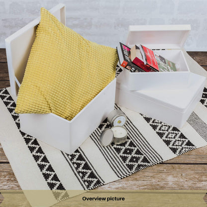 Creative Deco Large White Wooden Box Storage with Hinged Lid | 15.8x11.8x9.44in (+-0.5) | Keepsake Gift Box Storage Document | Wood Chest Trunk PRODUCT NOT INTENDED FOR 15 YEARS OR BELOW