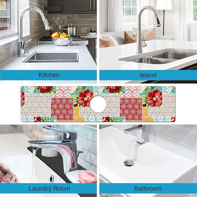Kitchen Sink Splash Guard Faucet Mat Super Absorbent Fast Drying Mat Sink