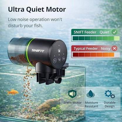 Automatic Fish Feeder for Aquarium - Fish Feeder Automatic Dispenser– with Adjustable Feeding Schedule for Home or Office and Small Tank Betta Turtle - Battery Vacation Self Feeding for Flakes.