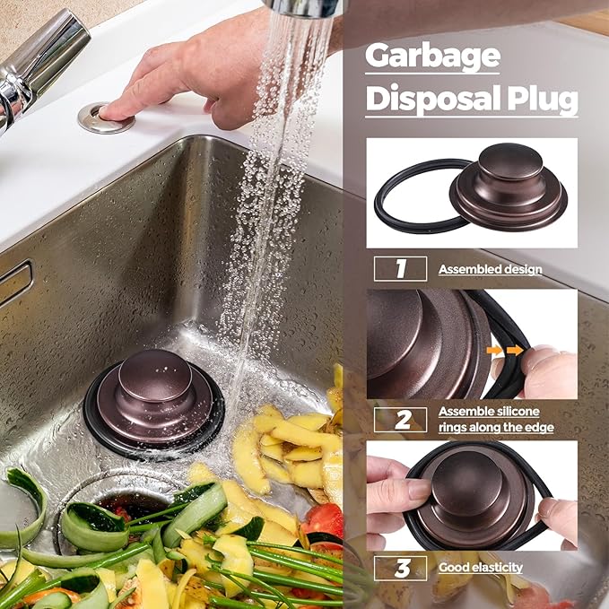 Mudder 3 Pcs Kitchen Sink Drain Strainer and Stopper Stainless Steel Garbage