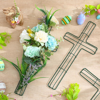 MAGICLULU 3pcs Cross Metal Wreath Frame, 15.7in Wire Floral Form for Easter Church Wall Art, Flower Holder for Holiday DIY Crafting Decoration, Christian Religious Church, Outside Hanging Decor