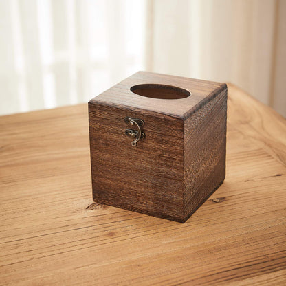 SINOBEST Wood Tissue Box Cover Decorative Square Facial Tissue Holder Napkin for Bathroom and Home Decoration