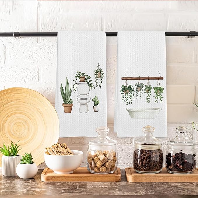 Sage Green Botanical Hand Towels
