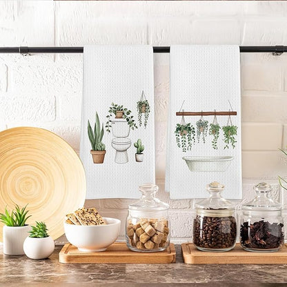 Sage Green Botanical Hand Towels