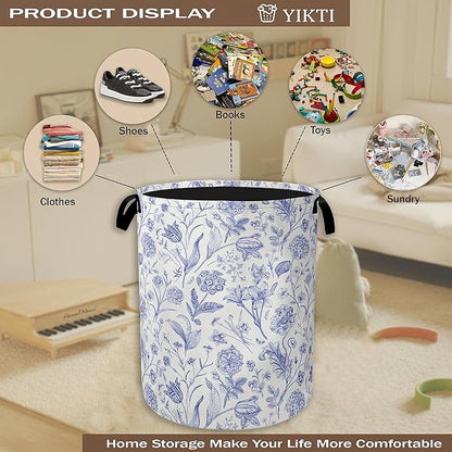 Hydrangea Flowers Laundry Basket, Rustic Floral Clothes Hamper, Oxford Cloth