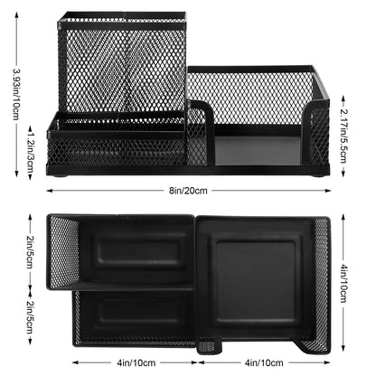 Comix Mesh Pen Pencil Holder Desk Organizer, 3 Compartment Wire Desktop Pen Pencil Cup Caddy Office Supplies Desk Accessories for Home Office School, Black