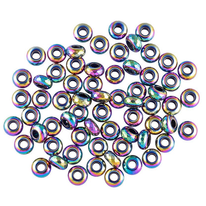 Nupuyai Large Hole Stone Faceted Loose Beads for Jewelry Making, Polished Titanium Coated European Beads fit Charms Bracelet Pack of 30