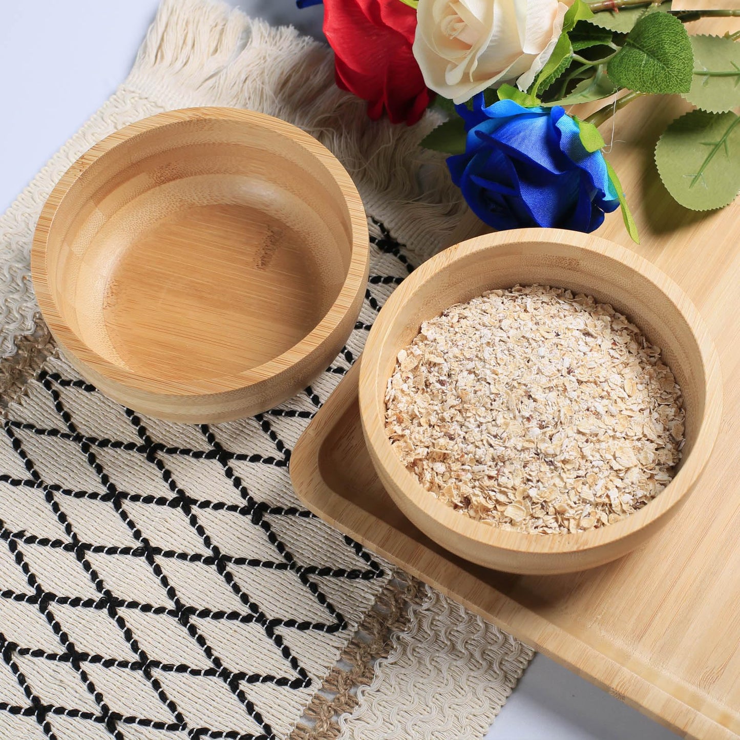 ZTHapwa Soup Bowls Set of 2 for Dessert/Cereal/Pasta/Fruit | Natural Bamboo Serving Bowls for Nuts/Candy/Snacks/Pistachio | Charcuterie Accessories for Dipping/Condiments/Sauce | 15.21 oz Capacity