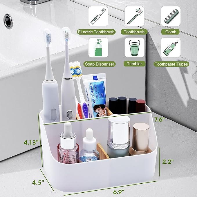 Set of 2 Toothbrush Holder for Bathrooms, 5 Slot Electric Toothbrush Toothpaste