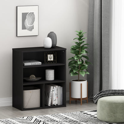 Furinno PASIR Book Shelf, 3-Tier Display Bookshelf with Adjustable Shelf, Cube Storage Bookcase, 11.8 x 23.6 x 28.2, for Living Room, Bedroom, Home Office, Black Oak