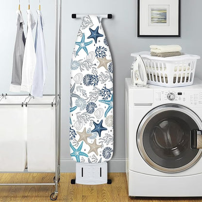 Extra Thick Ironing Board Cover and Pad, Coral Starfish Coastal 15x54 Ironing