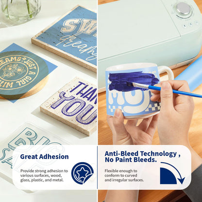 TECKWRAP Blue Stencil Vinyl - Blue Stencil Film for Craft Cutter - Removable Vinyl Stencil Paper - Easy to use, No Residue, Multi-Purpose (12” x 30FT)