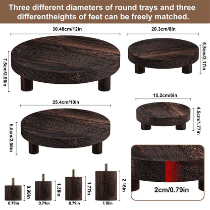 Wood Plant Stand Indoor Outdoor, 12/10/8/6" Round Wood Riser for Decor, Wooden Stool Display Stand Flower Pot Holder Small Planter Tray Modern Potter Decorative for Desktop Counter Room
