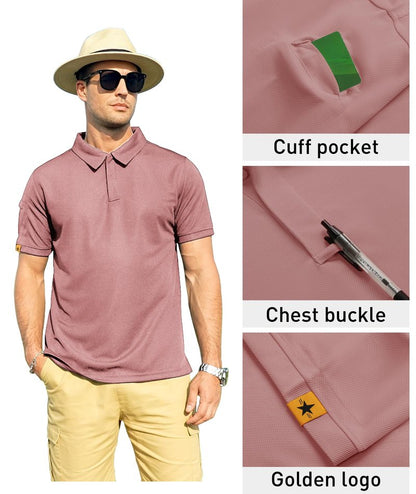 ZITY Mens Polo Shirt Short Sleeve Sports Tactical T-Shirt Athletic Golf Polos Daily Casual Stylish Collared Shirts for Men Ash Pin 3X-Large