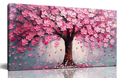 Pink Wall Art Large Tree of Life Wall Art for Living Room Bedroom Office Bathroom Modern Framed Canvas Prints Pink and Grey Picture Size 20x40 Inch