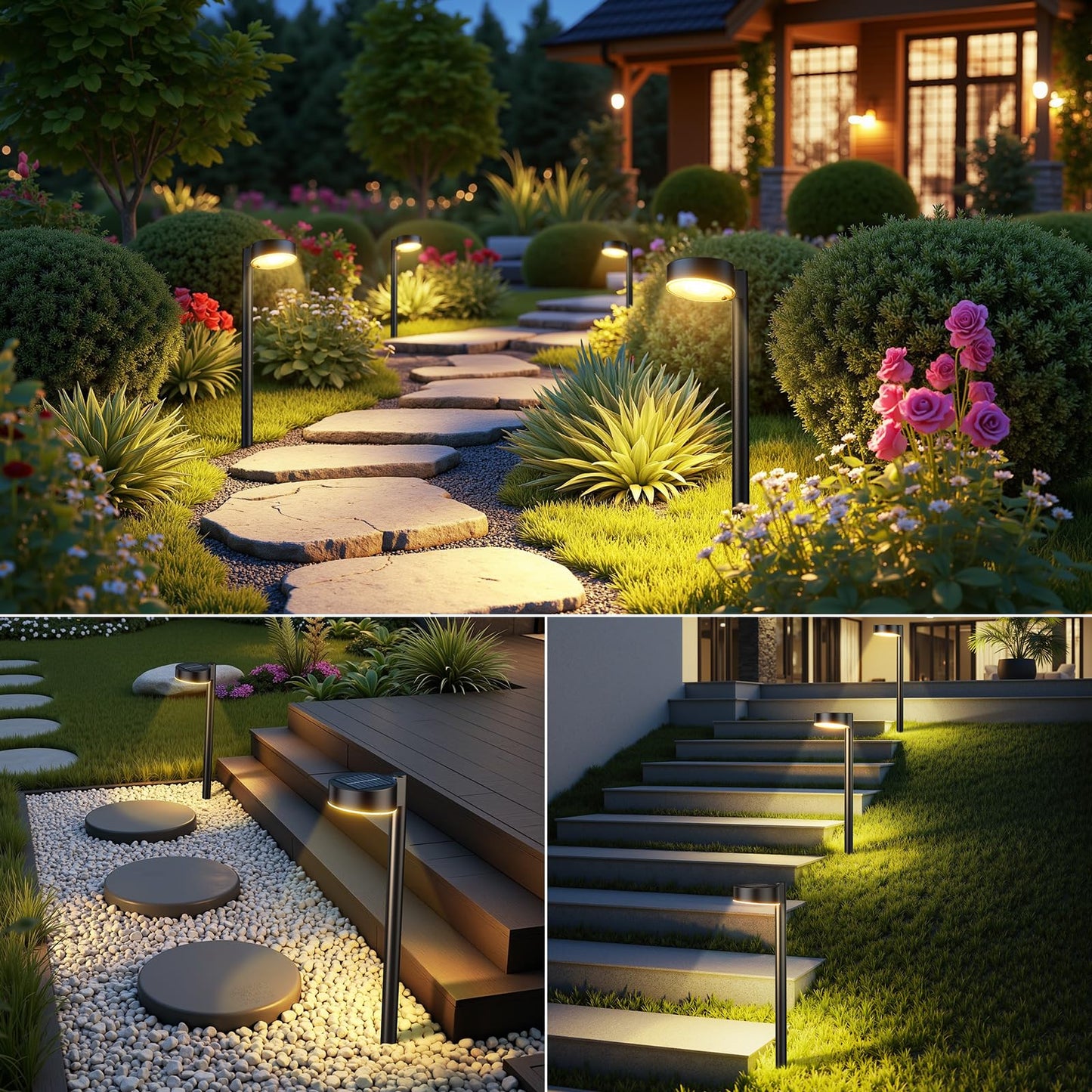 Ahaorigin 8 Pack Solar Pathway Lights Outdoor, 12 Brighter LED Solar Lights Outdoor Waterproof, Up to 12 Hrs Modern Path Light for Yard Garden Walkway Driveway Lawn (8 Pack)