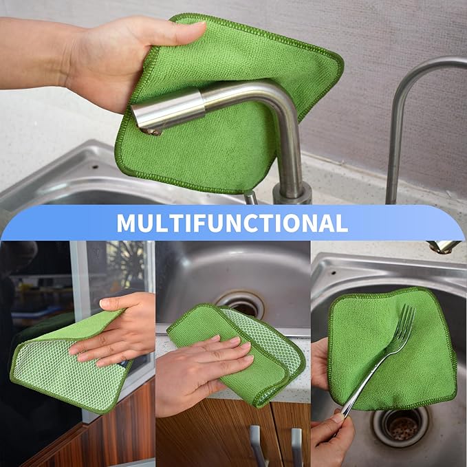 KinHwa Kitchen Washcloths for Dishes Absorbent Microfiber Dish Cloths Quick Dry