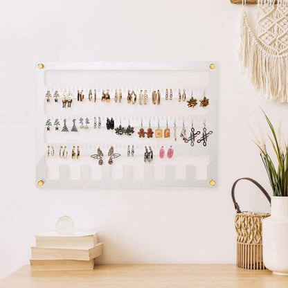 humberboat Earring Holder Organizer, 4 Layer Wall Mounted Ear Stud Display Storage, Acrylic Large Capacity Jewelry Organizer Earring Display and Storage for Studs, Dangling, Necklace