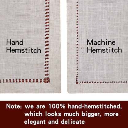 Grelucgo Handmade Hemstitched Table Placemats, Rectangle 12x18 Inch Set of 6, Natural Color