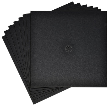 Graduation Cap Topper Kit 25 Count 9x9 Inch Black Glitter Caps with 150 Adhesive Dots for DIY Decorating Mortarboard Decoration Supplies