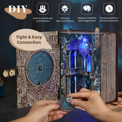 MiniCity DIY Book Nook Kits for Adults, Miniature Dollhouse Booknook Kit, 3D Wooden Puzzle Creative Decorative Bookends Bookshelf Diorama Insert Crafts Hobbies Gifts (Circle of Magic)