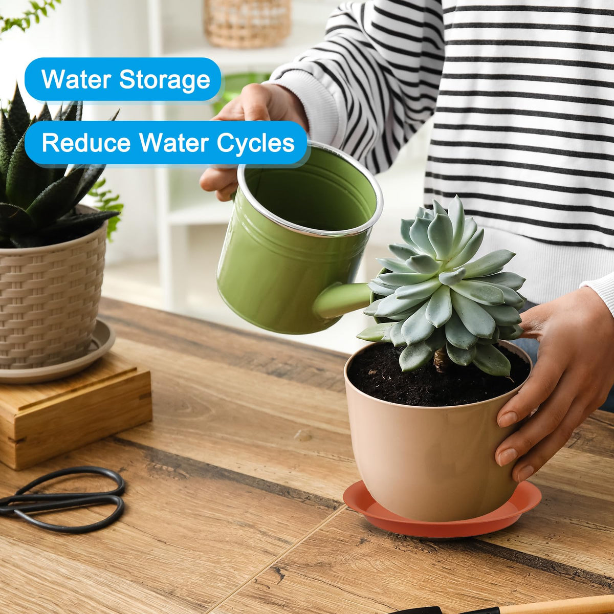 PATIKIL 10 Inch Plant Saucer Tray, 5 Pack Plastic Drip Tray Round Collects Excess Water Flower Pot Drainage Trays for Heavy Indoor Outdoor Pan, Yellow