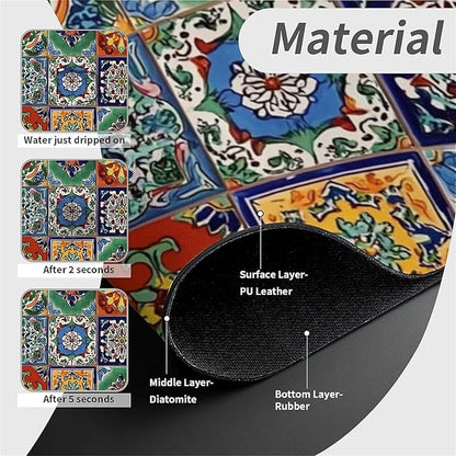 Kitchen Sink Splash Guard，Colorful Mexican tile Faucet Mat Sink Gadgets-Super