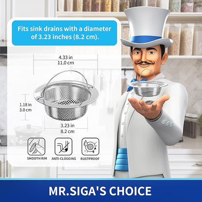 MR.SIGA Kitchen Sink Strainer, Stainless Steel Sink Drain Strainer, Dishwasher