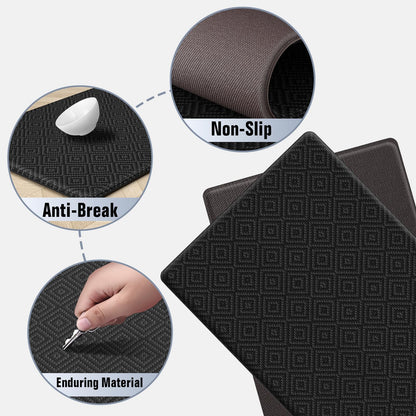 Mattitude Kitchen Mat 2PCS Kitchen Rugs Cushioned Anti-Fatigue Rug Waterproof Standing Desk Mat Kitchen Mats for Floor Kitchen Rug Set for Kitchen, Sink, Office 17.3"×30"+17.3"×59" Black