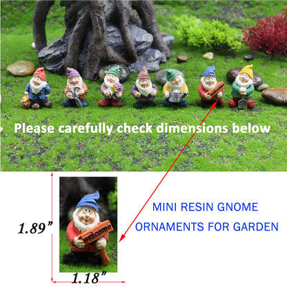 HONEYSHOW Fairy Garden Accessories, 7PCS Gnome Figurines-Mini Gnomes kit/Seven Dwarfs Statue for Fairy Garden/Flower Pot/Home Decoration.