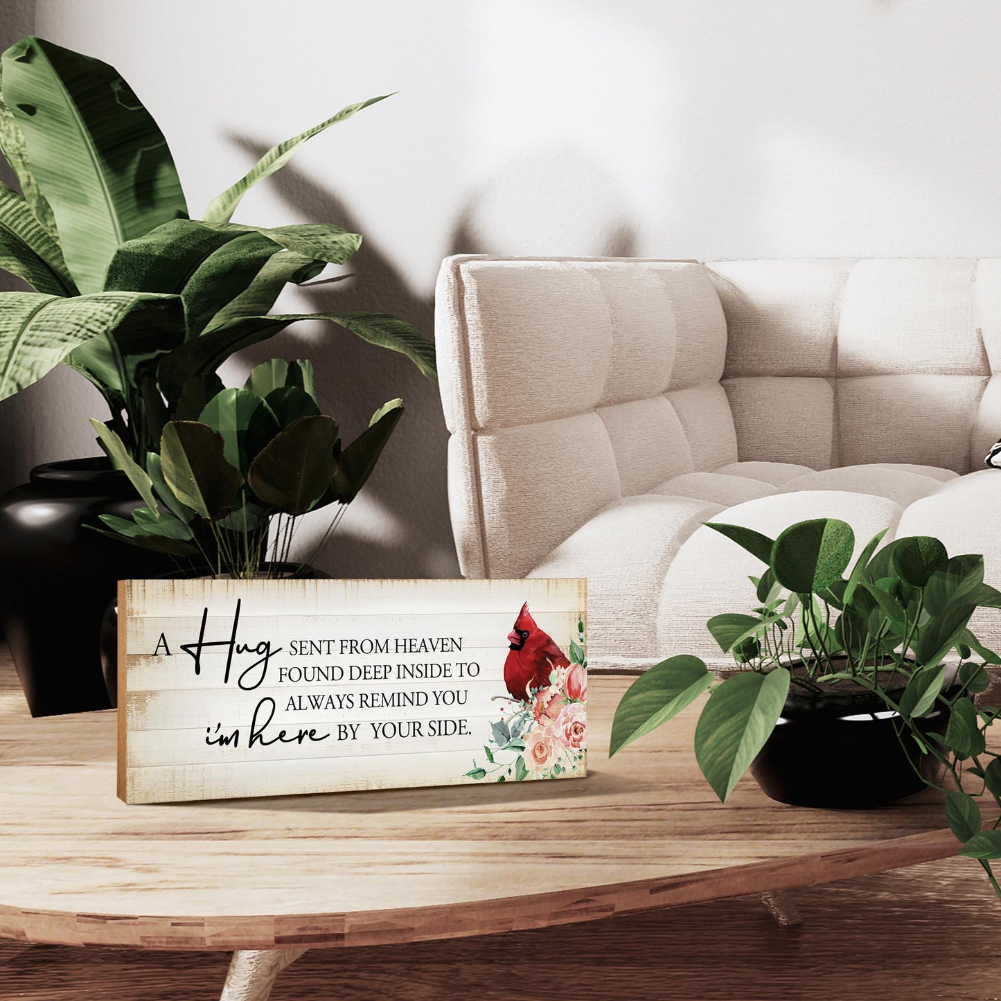 LifeSong Milestones Wooden Memorial Shelf Décor & Tabletop Signs | Loving Memory Gifts | Handcrafted Keepsakes (A Hug Sent From Heaven)