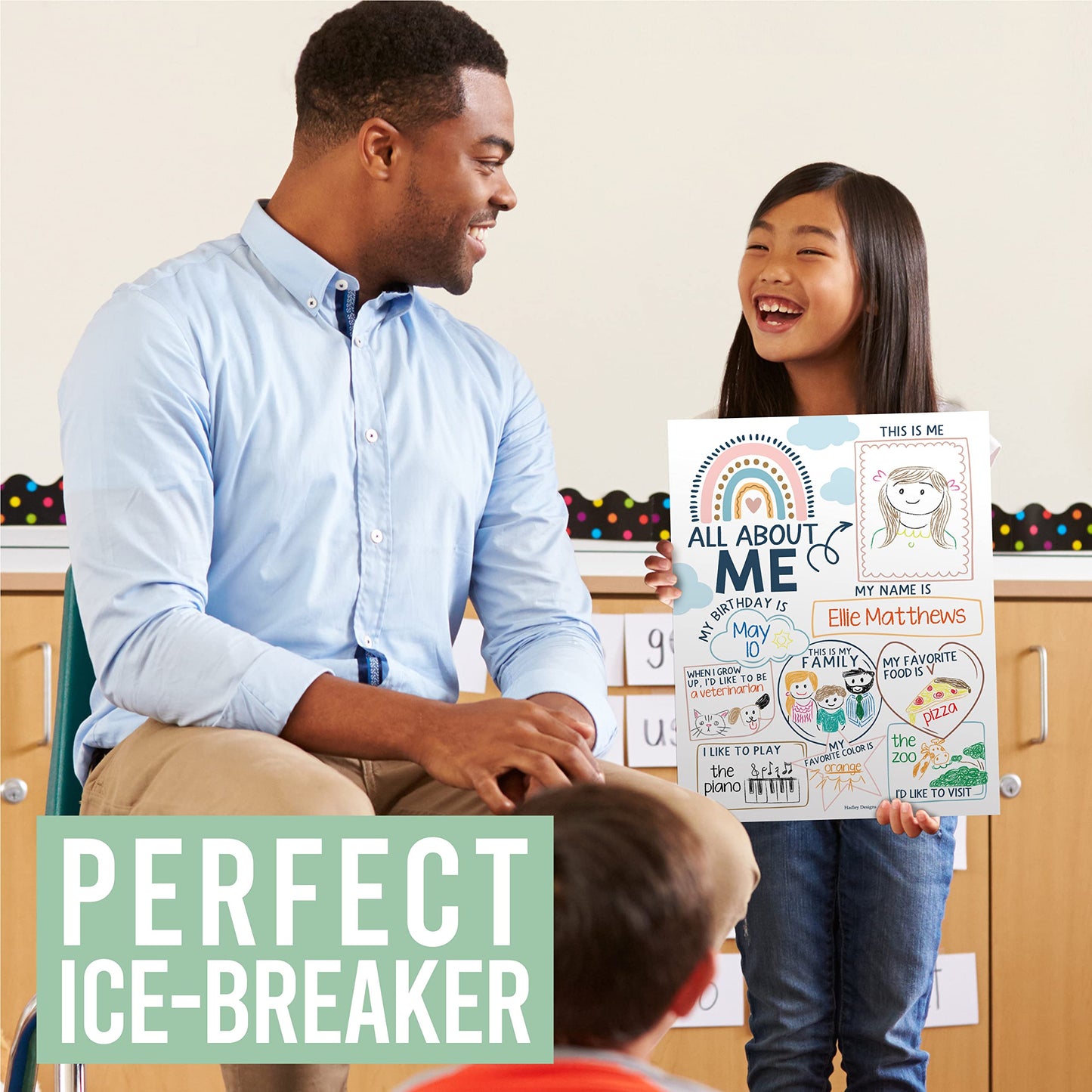 Hadley Designs All About Me Posters for Classroom Must Haves - 20 Star Student Poster, 100 Days of School Items, Star of The Week Poster Elementary Classroom Decor, End of School Year Teacher Supplies