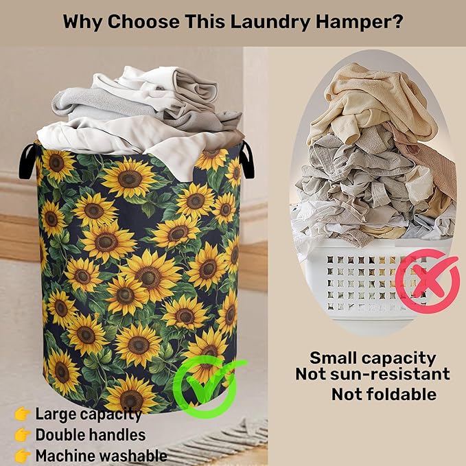 Sunflower Laundry Basket with Handles
