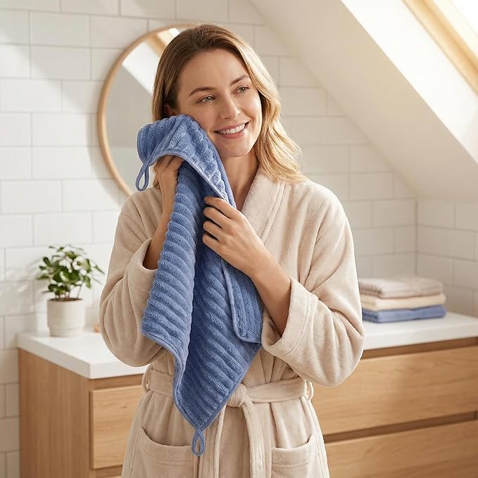 4PCS Blue Microfiber Hand Towels