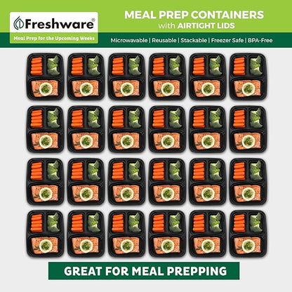 Freshware Meal Prep Containers 21 Count, 3 Compartment