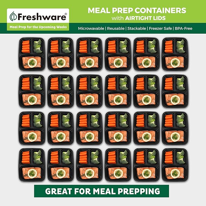 Freshware Meal Prep Containers 3 Compartment Food Containers