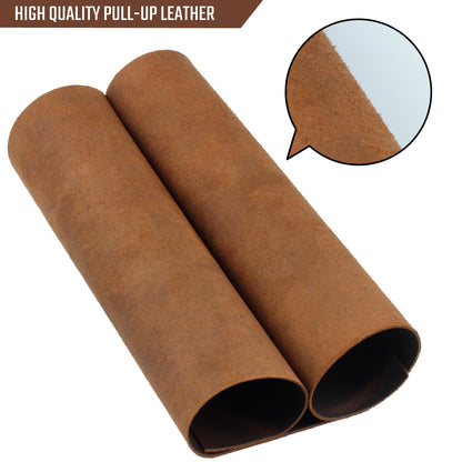 Toprank Genuine Leather Sheets for Crafts 24''X12'' Precut Full Grain Leather Tooling Leather (1.6mm) Cowhide Leather Pieces Square, Tan