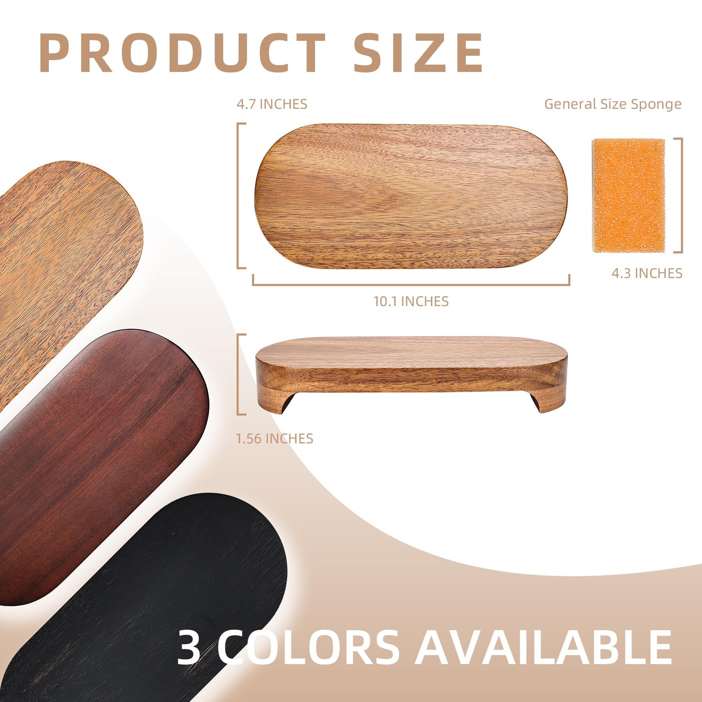 CAMLOT Acacia Wood Risers for Decor Display, Bathroom Counter Decorative Tray, Soap Dish Risers, Pedestal Stand for Bottles,Candle,Plant, Counter Decor for Vanity. (Nature Acacia)