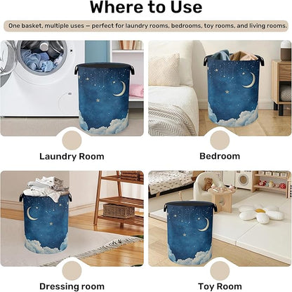 Starry Stars Moon Laundry Basket