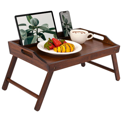 ROSSIE HOME Bamboo Bed Tray with Phone Holder, Large Lap Desk for Laptops up to 15.6 Inches – Java – Style No. 78002