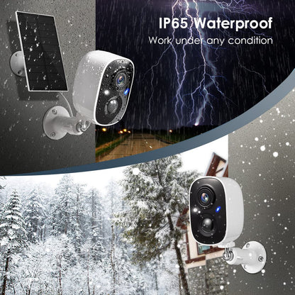 GMK Security Cameras Wireless Outdoor, 2K Color Night Vision AI Motion Detection 2-Way Talk Battery Powered WiFi Home Indoor Camera IP65 Weatherproof Spotlight Siren Alarm Cloud/SD Storage 2-Pack