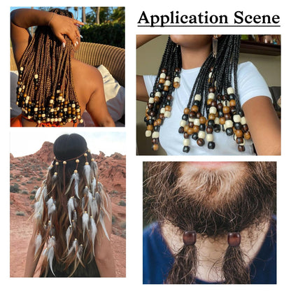Craftdady 200Pcs Large Hole Barrel Wood European Loose Beads 4 Colors Natural Wooden Dreadlock Hair Braid Beads 16x16-17mm for Macrame Rosary Bracelet Jewelry Craft Making Hole: 8mm