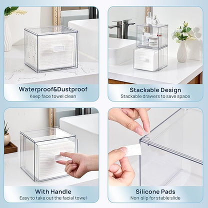 Vtopmart Disposable Facial Towels Holder, Acrylic Box Hold 50 Count, Stylish