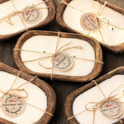 Red Barn Candle Company Wood Dough Bowl Candles | 100% Natural Soy Wax & Essential Oil Infused | Odor Eliminating + Pet Safe | Scented Candle Gifts for Men & Women (3-Wick, Lemon Verbena)